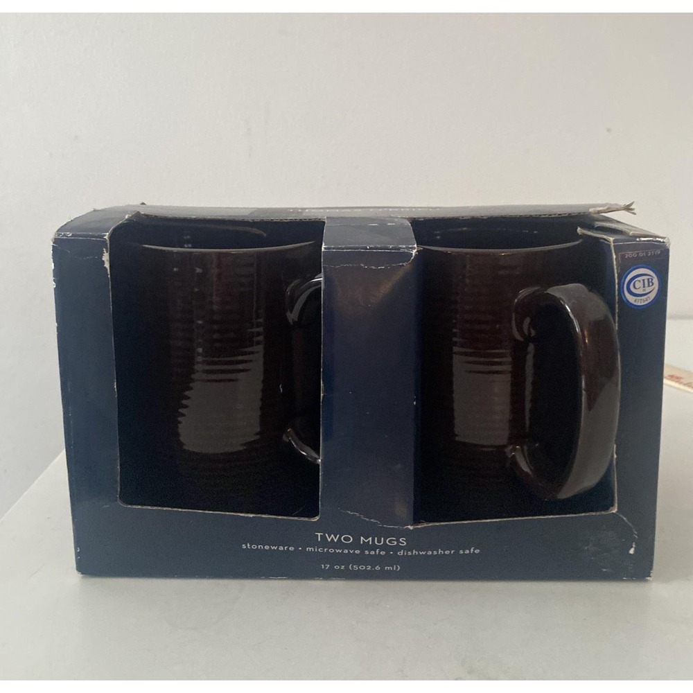 Thomas O'Brien Vintage Modern Stoneware Set Of 2 Brown Coffee Mug S7191220